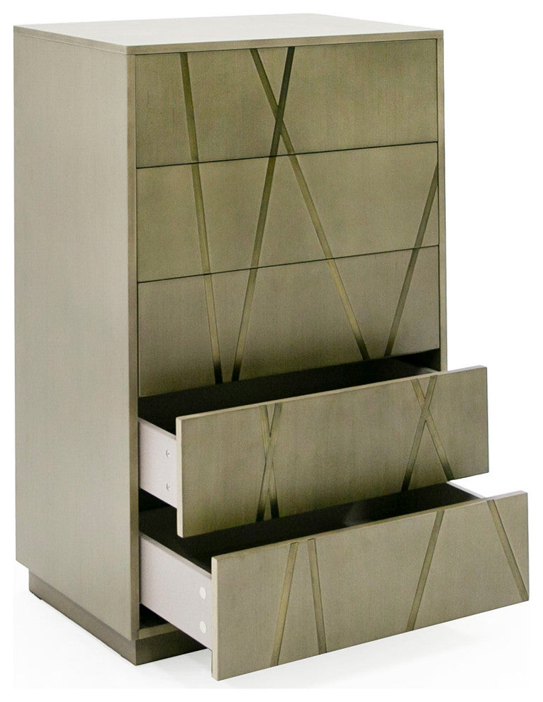 Nixa Modern Wide Birch, Brushed Bronze Chest