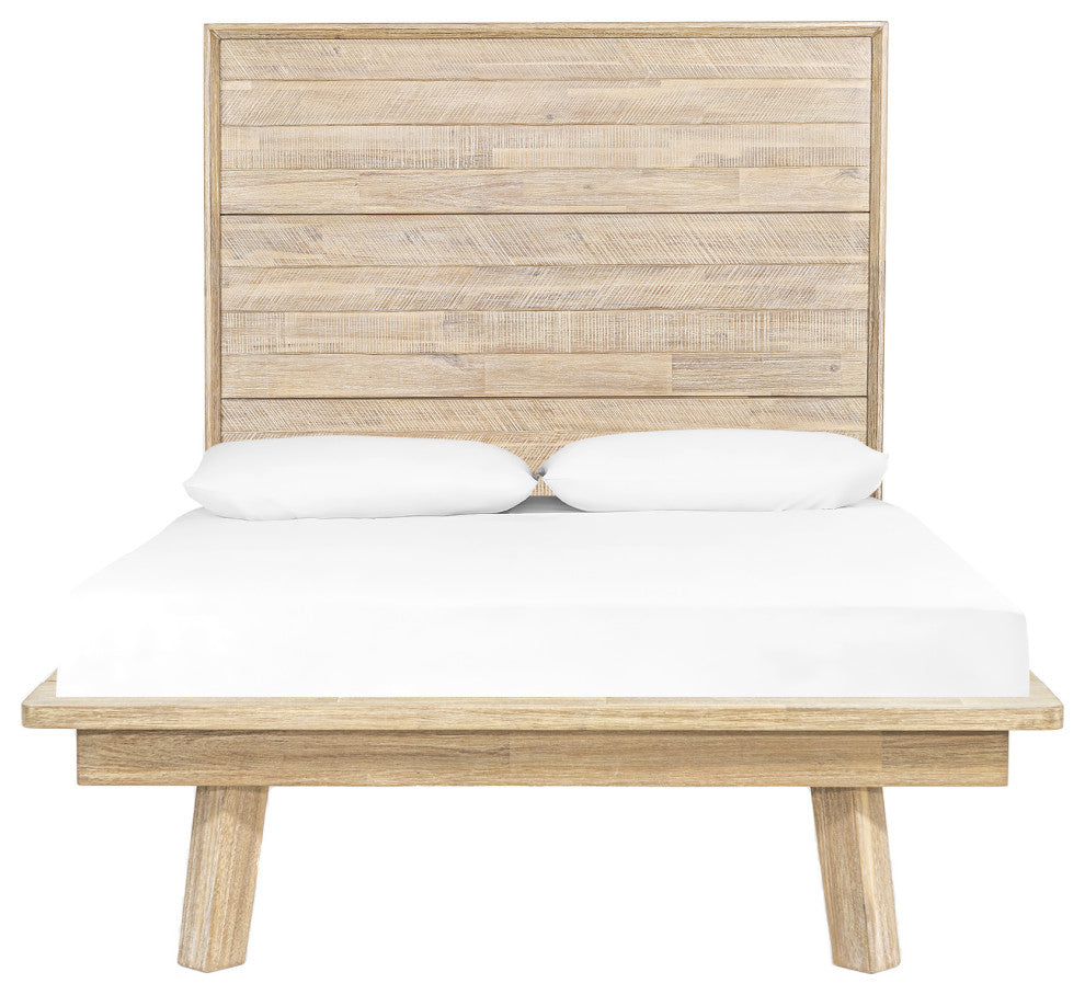 Gia Acacia Wood Panel Bed, Light Brown, Single