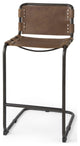 Light Brown Leather Iron Framed Bar Stool