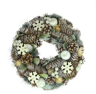 12.5" Frosted Glitter Pine Cone and Fruit Artificial Christmas Wreath, Unlit