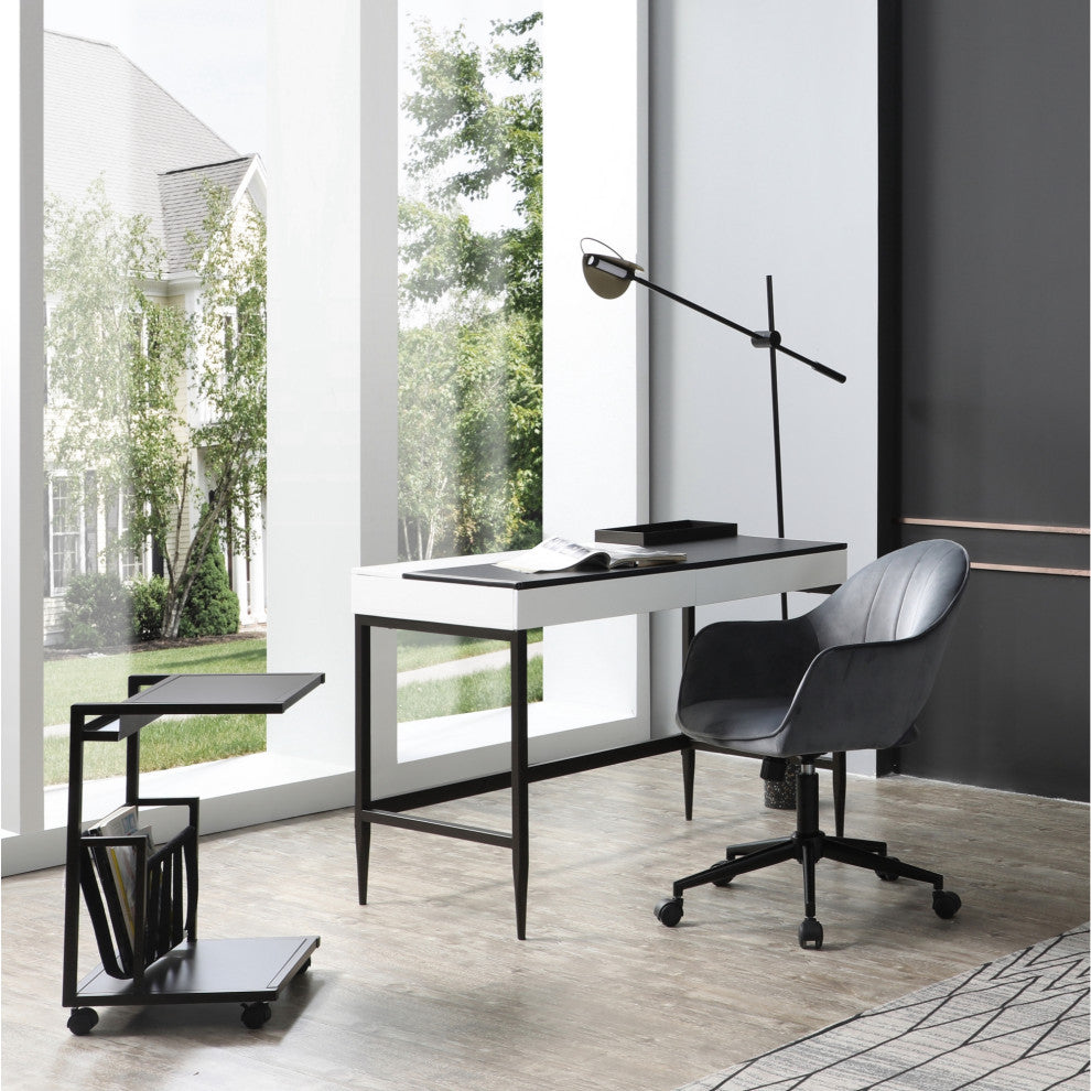 Loft Lyfe Kinzlee Desk, 2 Storage Drawers, Black/White
