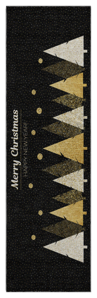 Addison Premium Washable Mayfield AMF222 Black 2'3" x 7'6" Runner Rug