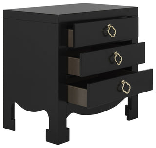 Safavieh Nero 3 Drawer Nightstand, Black