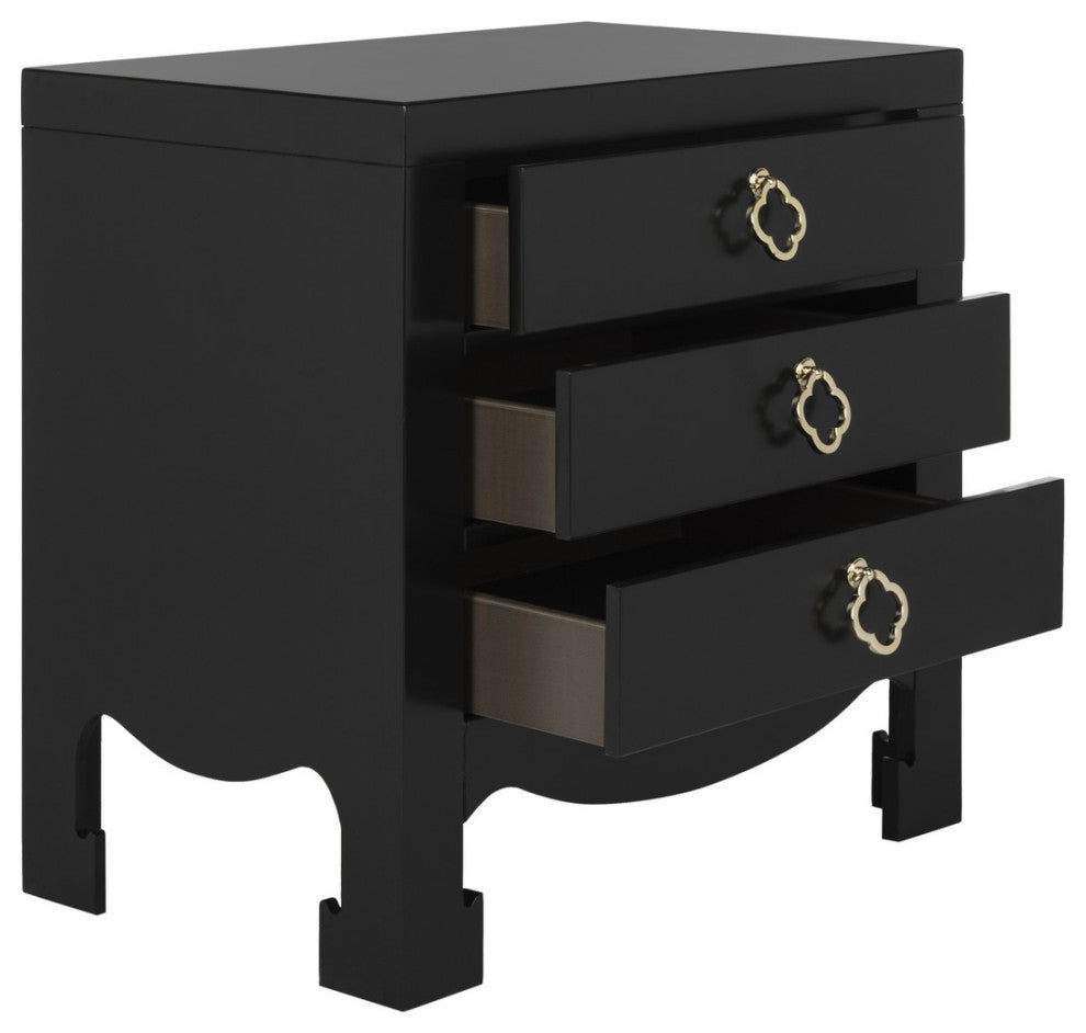 Safavieh Nero 3 Drawer Nightstand, Black