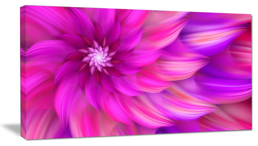Massive Pink Fractal Flower, Floral Canvas Art Print, 40x20