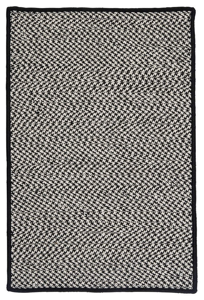 Outdoor Houndstooth Tweed OT49 Black Indoor/Outdoor Area Rug, Rectangular 2'x6'
