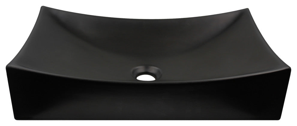 Rectangular Porcelain Vessel Bathroom Sink in Matte Black