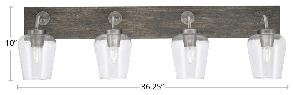 Oxbridge, Bath Bar, Graphite & Painted Distressed Wood-look, 5" Clear Bubble