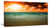 "Dramatic Sky Over Tropical Sea Beach" Seashore Canvas Wall Art, 32"x16"
