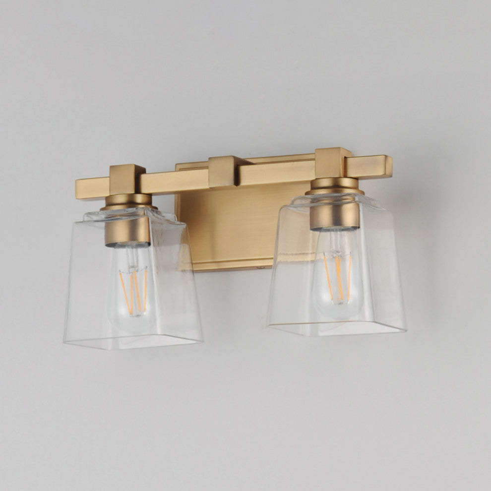 Maxim 21382 Cubos 2 Light 8" Tall Wall Sconce - Natural Aged Brass