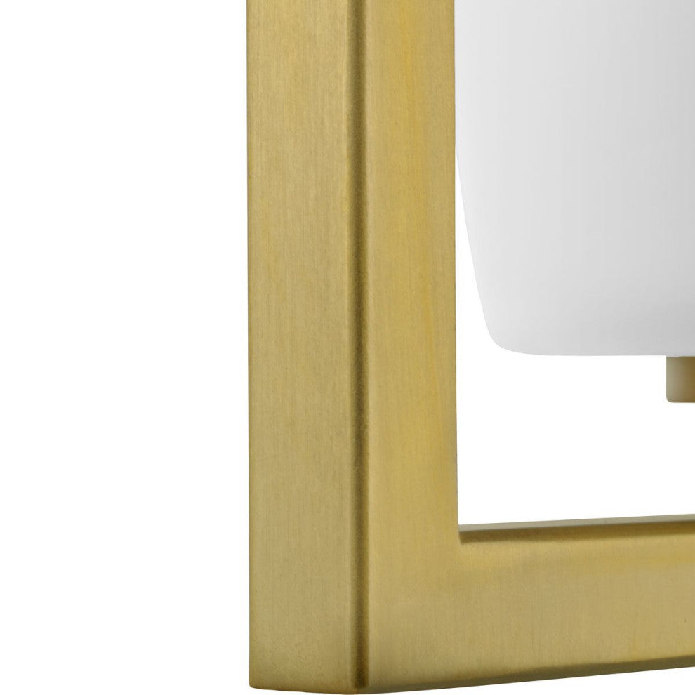 Vertex Collection One-Light Brushed Gold Etched White Semi-Flush Mount Light