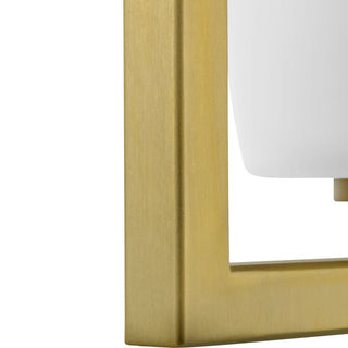 Vertex Collection One-Light Brushed Gold Etched White Semi-Flush Mount Light