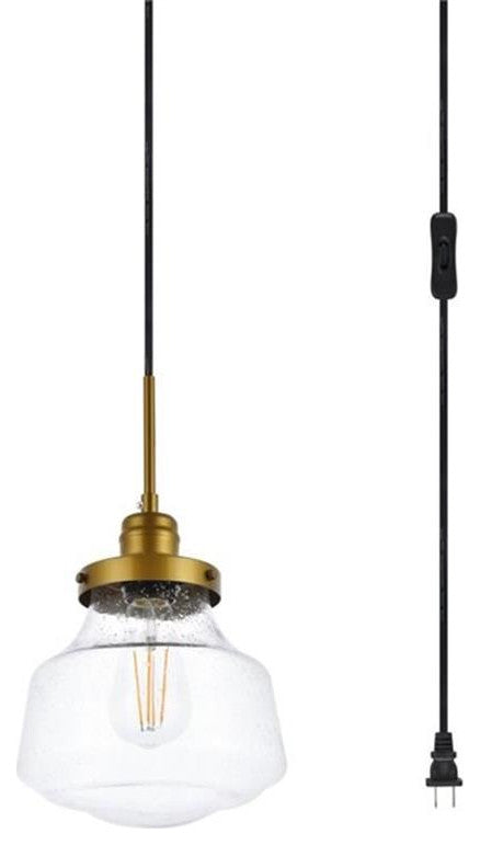 Living District Lye 1-Light Mid-Century Metal Pendant in Brass