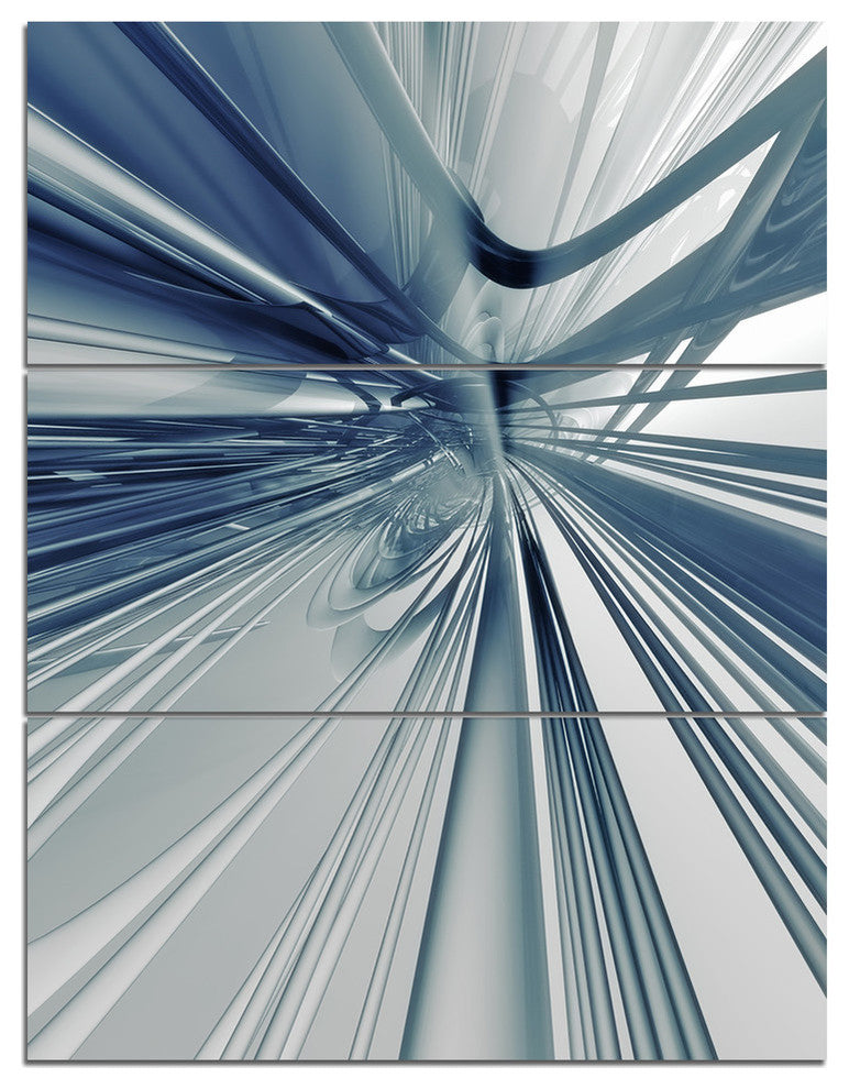 "Blue 3-D Textured Art" Digital Metal Wall Art, 3 Panels, 28"x36"