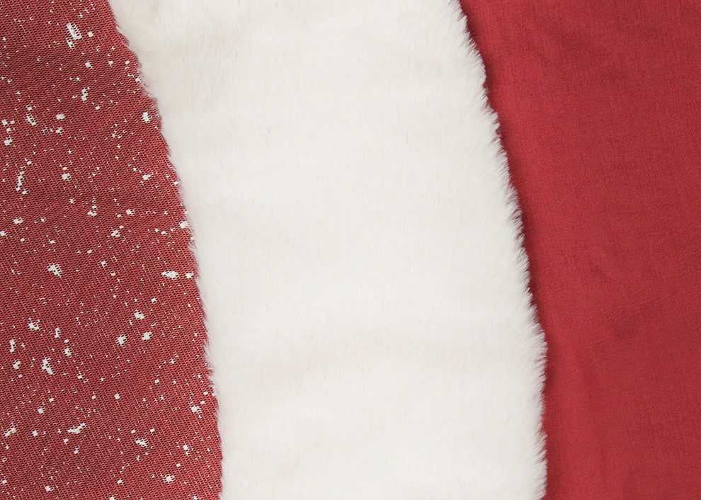Snow Scene Christmas Treeskirt With Faux Fur Trim, 48"