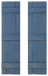 Traditional Board and Batten Exterior Shutters Pair, Blue, 36"
