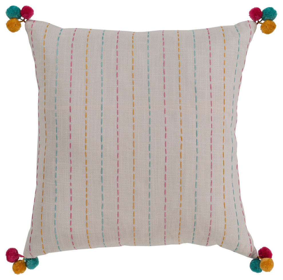 Surya Dhaka DH-004 20"x20" Pillow Kit, Pink/Cream/Aqua/Saffron