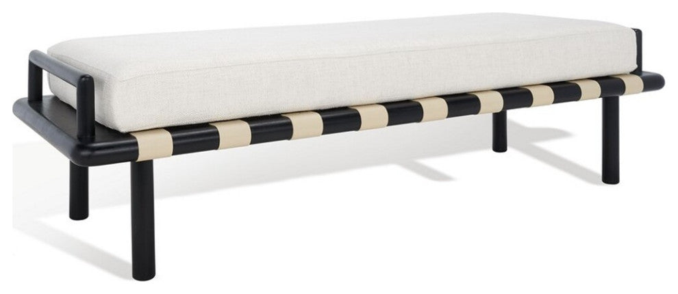 Safavieh Couture Constantine Teak Bench, Black/White