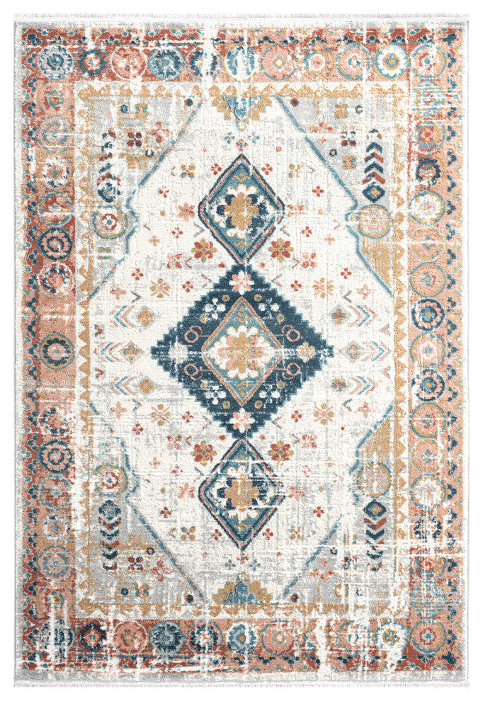 Abani Rugs Azure AZR170A Vintage Orange Ivory Diamond Area Rug