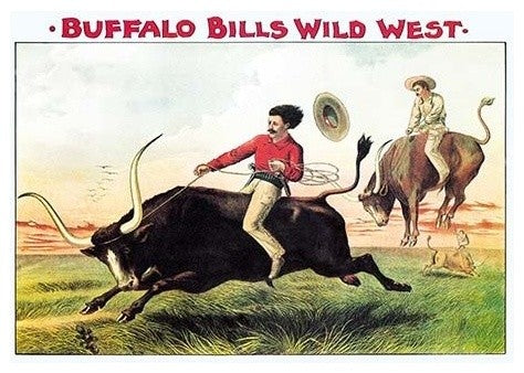 Buffalo Bill: Steer Riding - Gallery Wrapped Canvas Art 28" x 42"