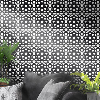 Fes Handmade Cement Tile, Black/White, Sample
