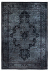 Overdyed, One-of-a-Kind Hand-Knotted Area Rug Black, 12'6"x17'10"