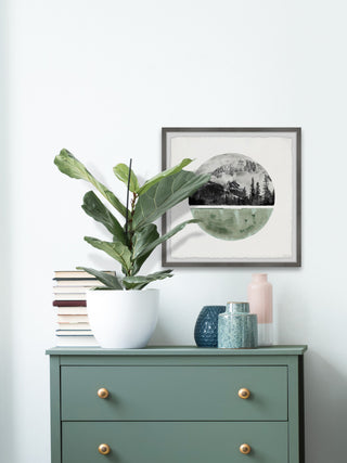 "Green Cold Mountain" Framed Painting Print, 18"x18"