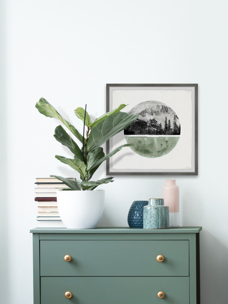 "Green Cold Mountain" Framed Painting Print, 18"x18"