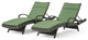 GDF Studio Ann Outdoor Wicker Chaise Lounge With Arms and Cushion, Set of 2, Jungle Green