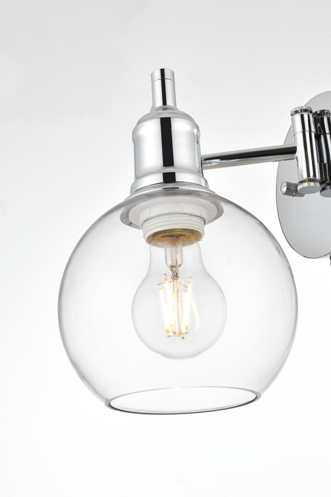 1 Light Chrome And Clear Swing Arm Wall Sconce