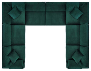 Commix Down Filled Overstuffed Performance Velvet 8-Piece Sectional, Green