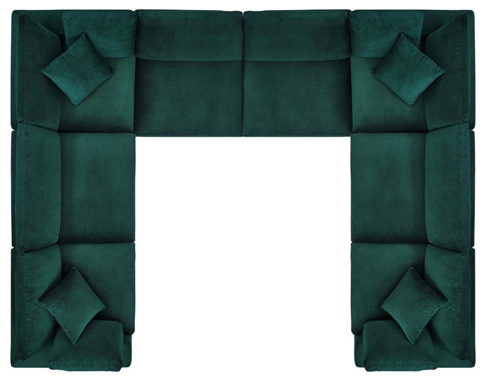 Commix Down Filled Overstuffed Performance Velvet 8-Piece Sectional, Green