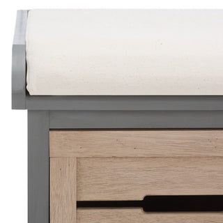Safavieh Briar 3 Drawer Storage Bench, Distressed Grey/Sand