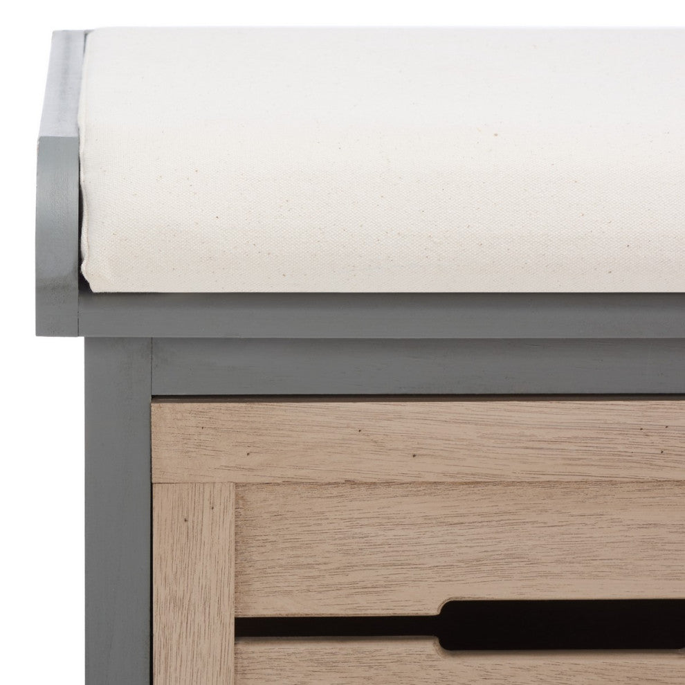 Safavieh Briar 3 Drawer Storage Bench, Distressed Grey/Sand