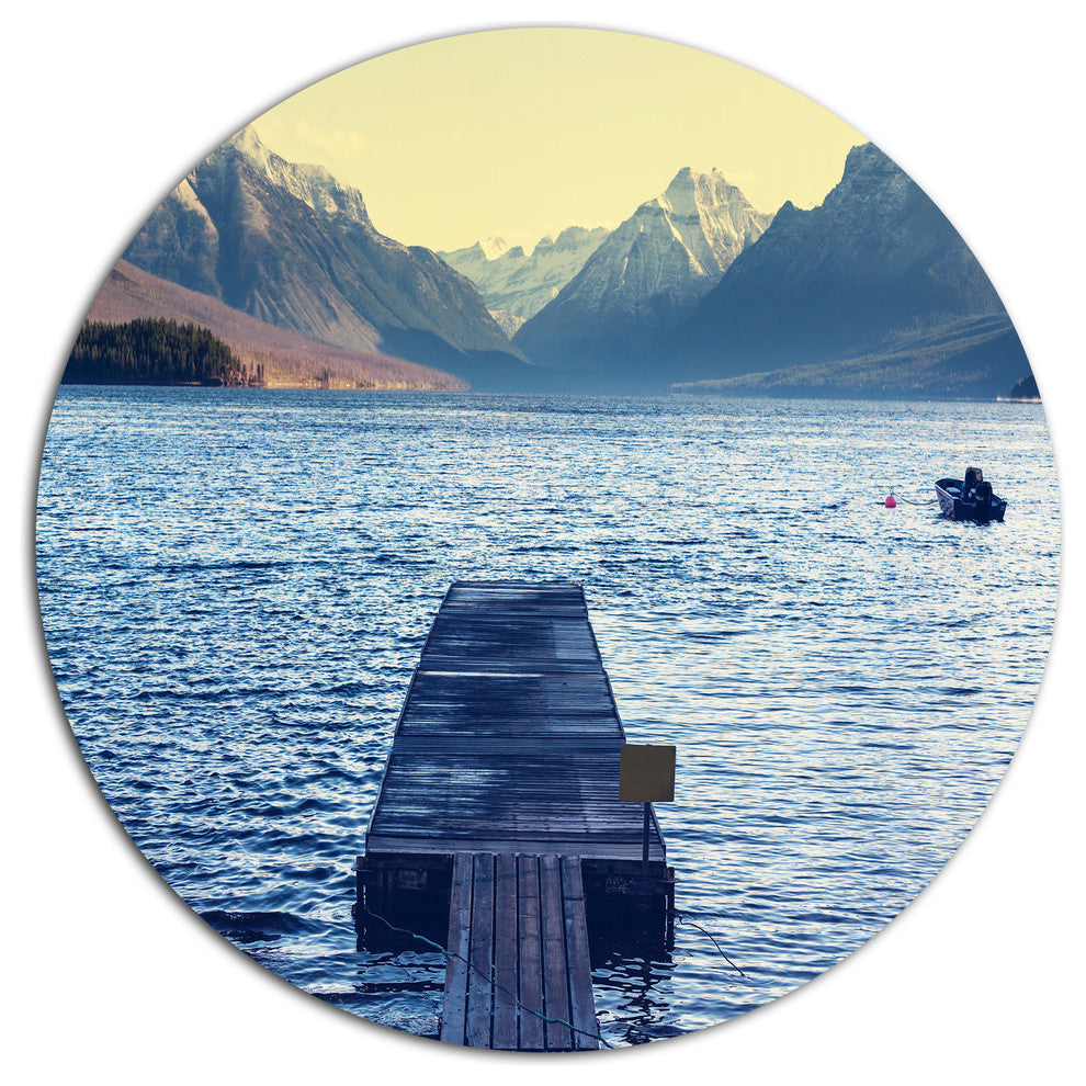 Lake In Glacier National Park, Seashore Large Disc Metal Wall Art, 23"