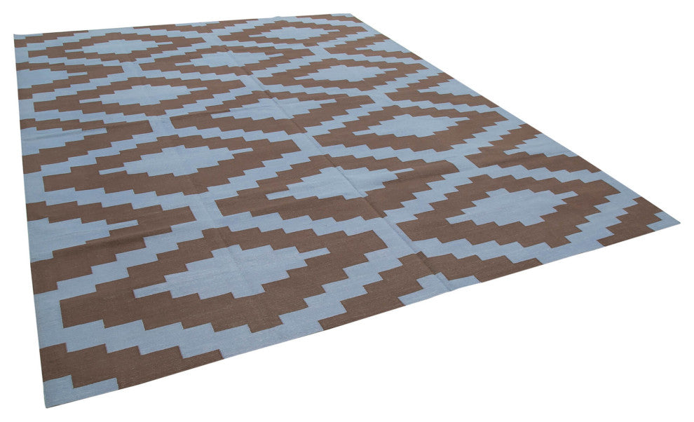 Rug N Carpet - Handmade Wool 9' 1'' x 11' 11'' Flatweave Dhurrie Kilim Rug