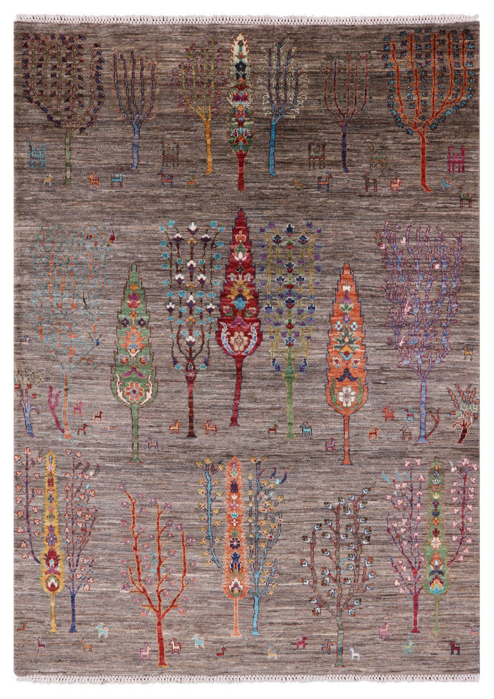 Persian Gabbeh Tribal Hand Knotted Rug 5' 7" X 7' 9" Q7298