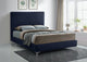 Geri Velvet Upholstered Bed, Navy, King