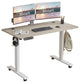 Electric Adjustable Desk, White Iron Legs With Oak Finished Top & Headphone Hook