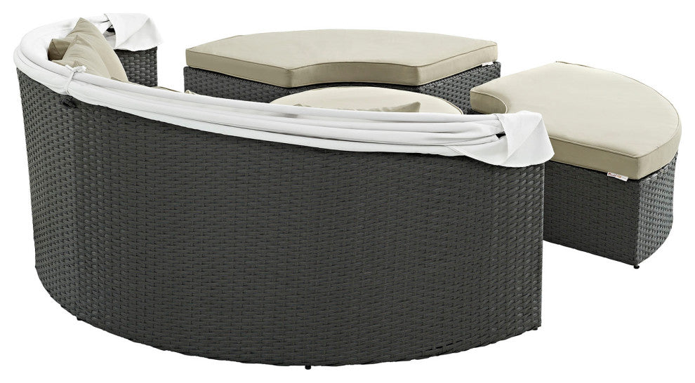 Modway Sojourn Outdoor Patio Sunbrella Daybed, Antique Canvas Beige