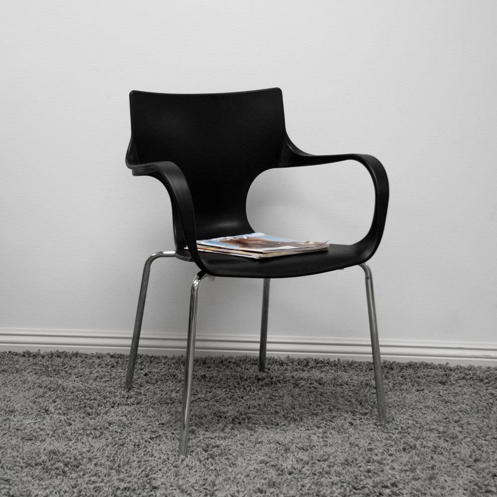 Mod Made Phin Modern Plastic Dining Side Chair, Set of 2, Black