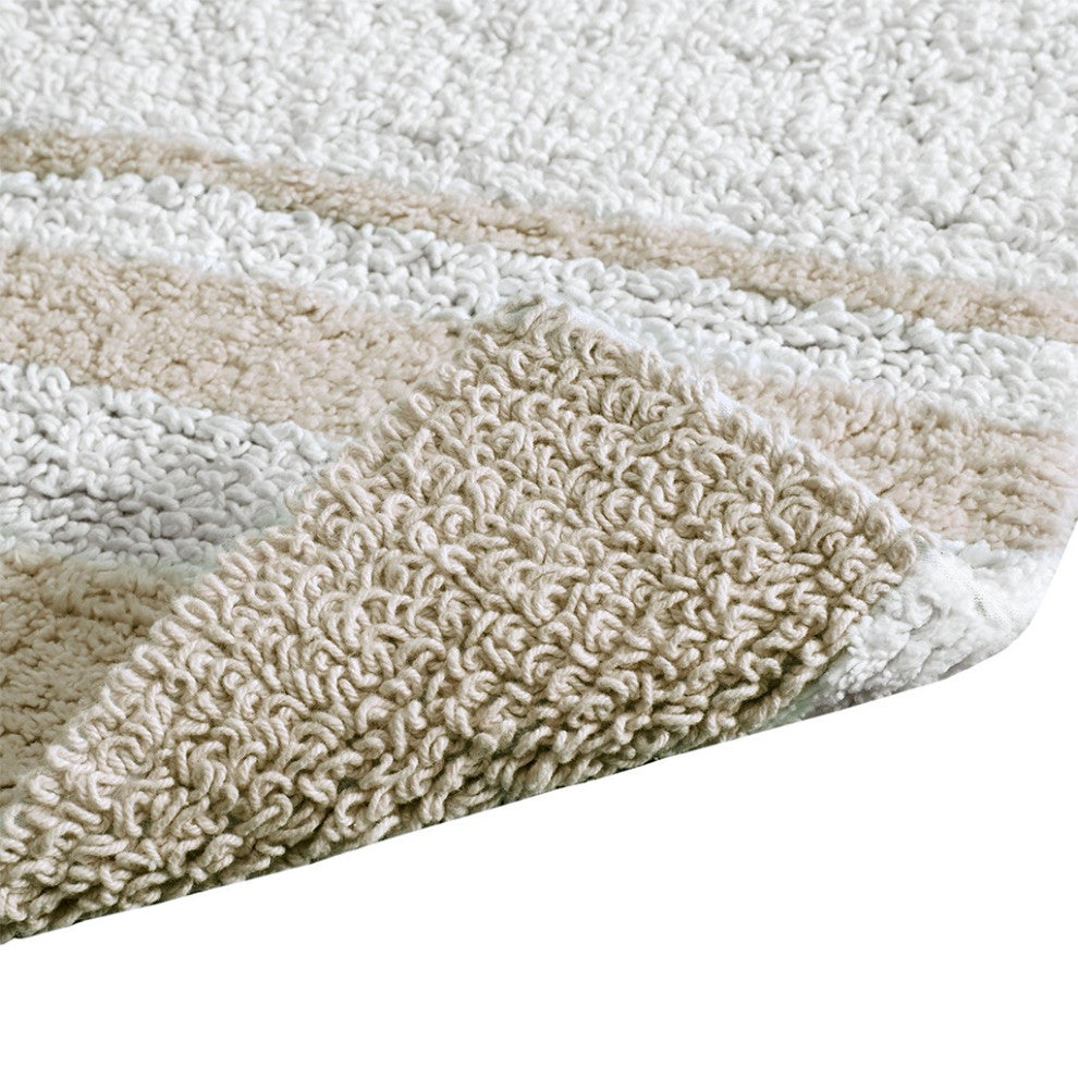 Madison Park Spa Cotton Reversible Bath Rug, Taupe
