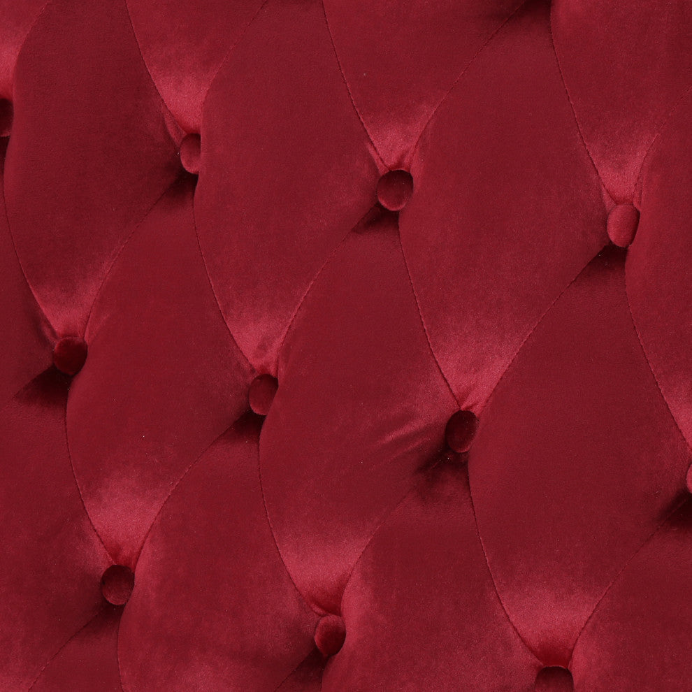 GDF Studio Leona Traditional High Back Tufted Winged Fabric Loveseat, Wine