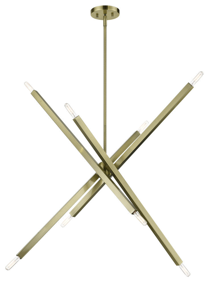 Livex Lighting Monaco 8-Light Antique Brass Large Linear Chandelier