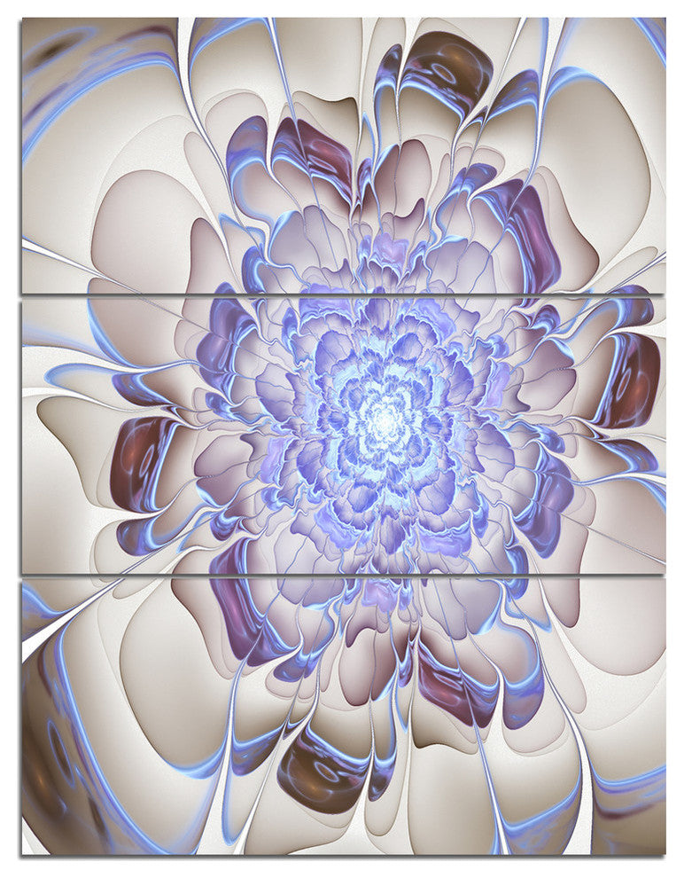 "Fractal Flower in Light Blue Digital" Metal Wall Art, 3 Panels, 28"x36"