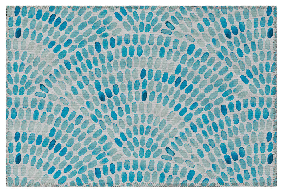 Indoor/Outdoor Seabreeze SZ7 Teal Machine Washable 1'8" x 2'6" Rug