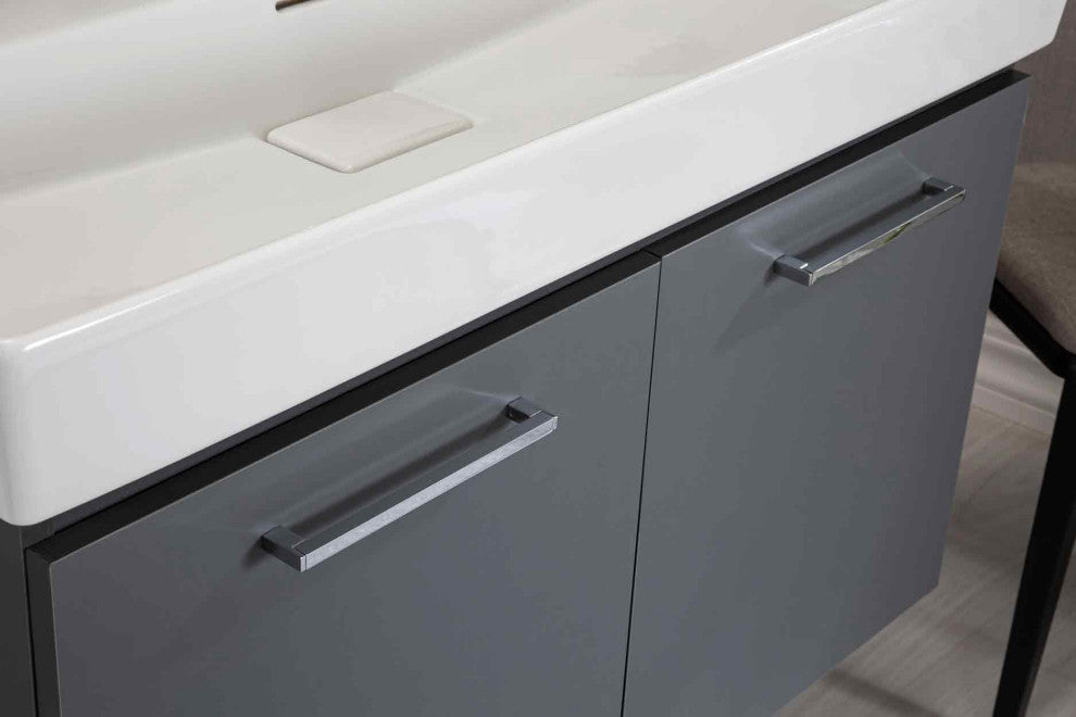 Vita Collection Gray Bathroom Vanity With Sink, Mirror, Countertop, 40
