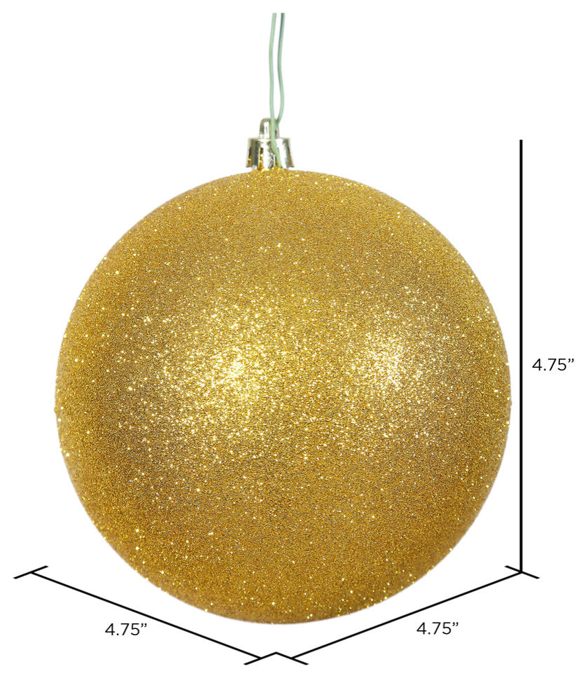 Vickerman N591208Dg 4.75" Gold Glitter Ball Ornament, 4 Per Bag