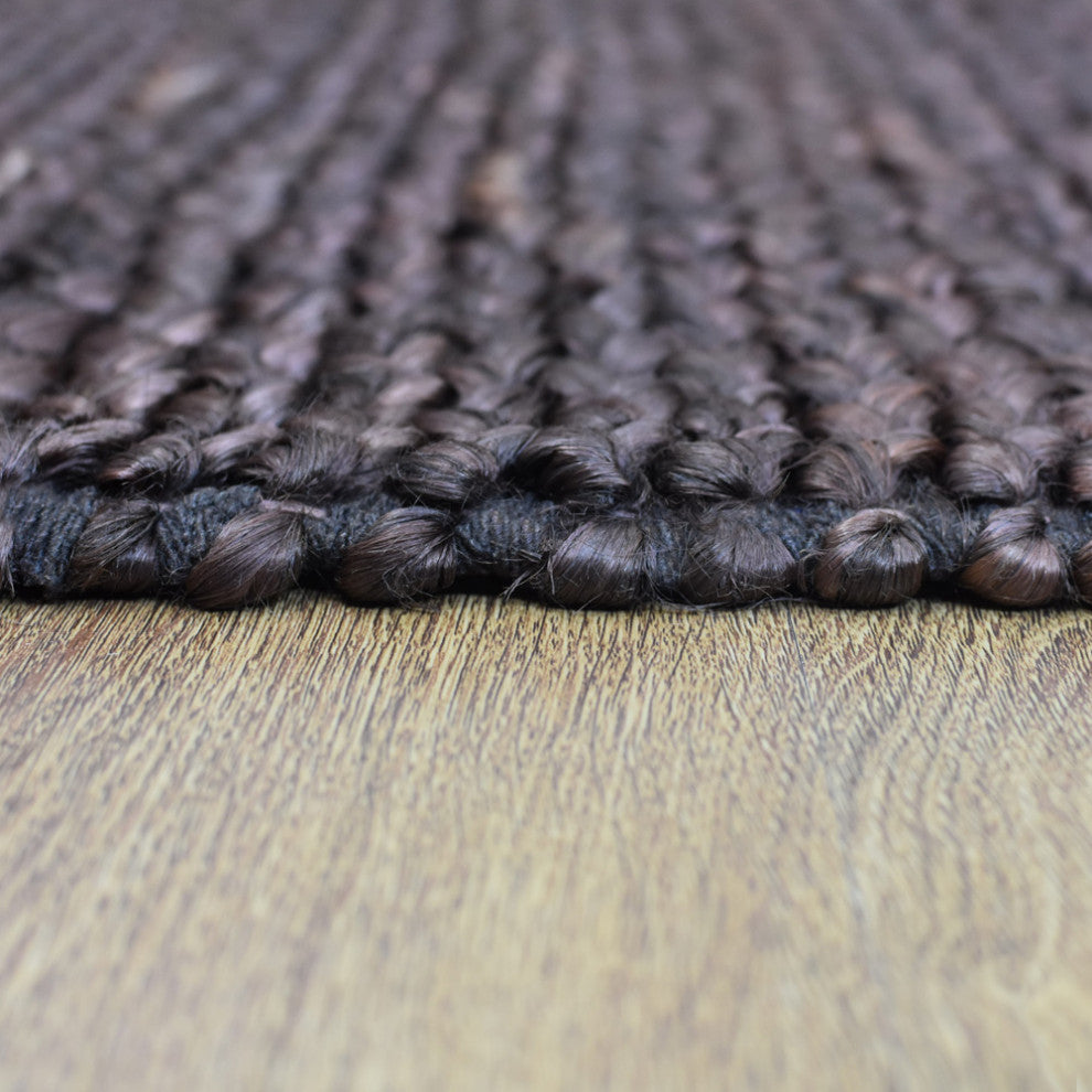 HAND WOVEN JUTE ECO-FRIENDLY AREA RUGS , brownish charcoal,Outdoor Indoor, [Rectangle] 6'x9'