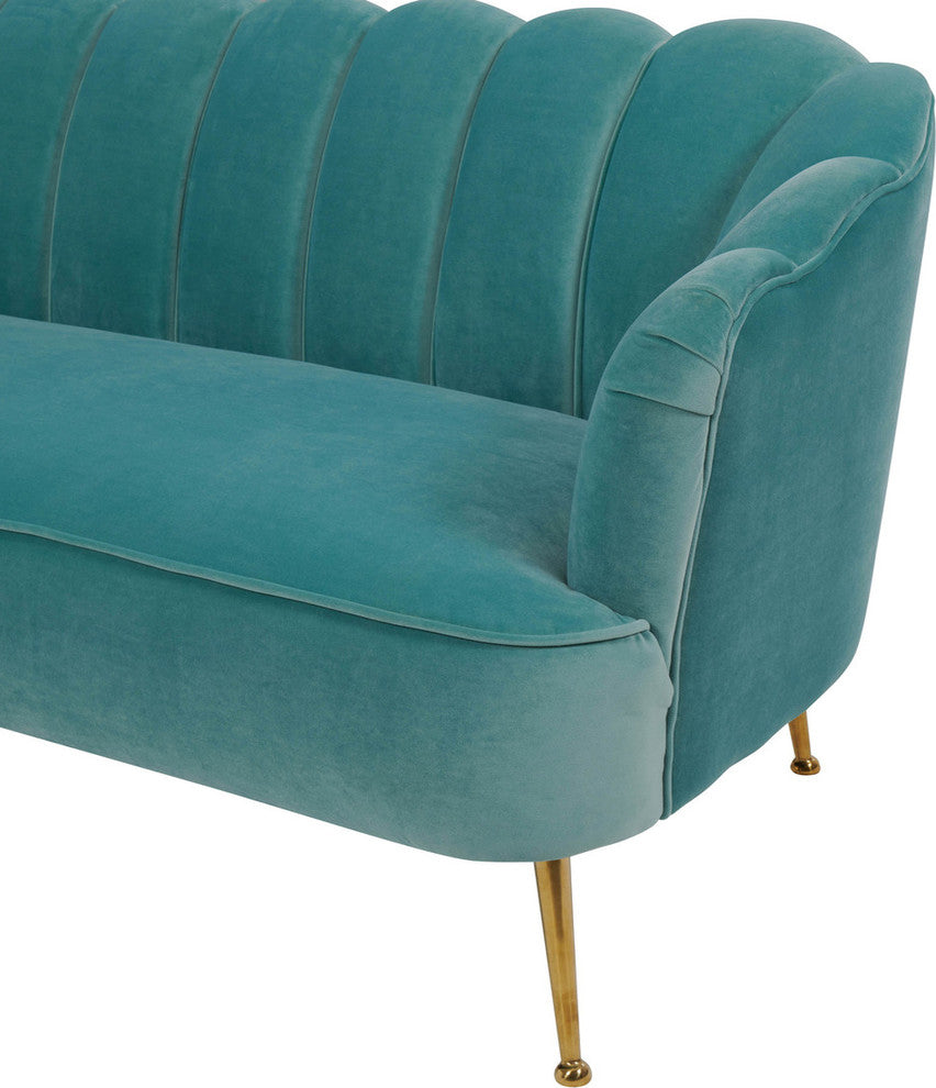 Turquoise Blue Art Deco Hollywood Regency Glam Couch
